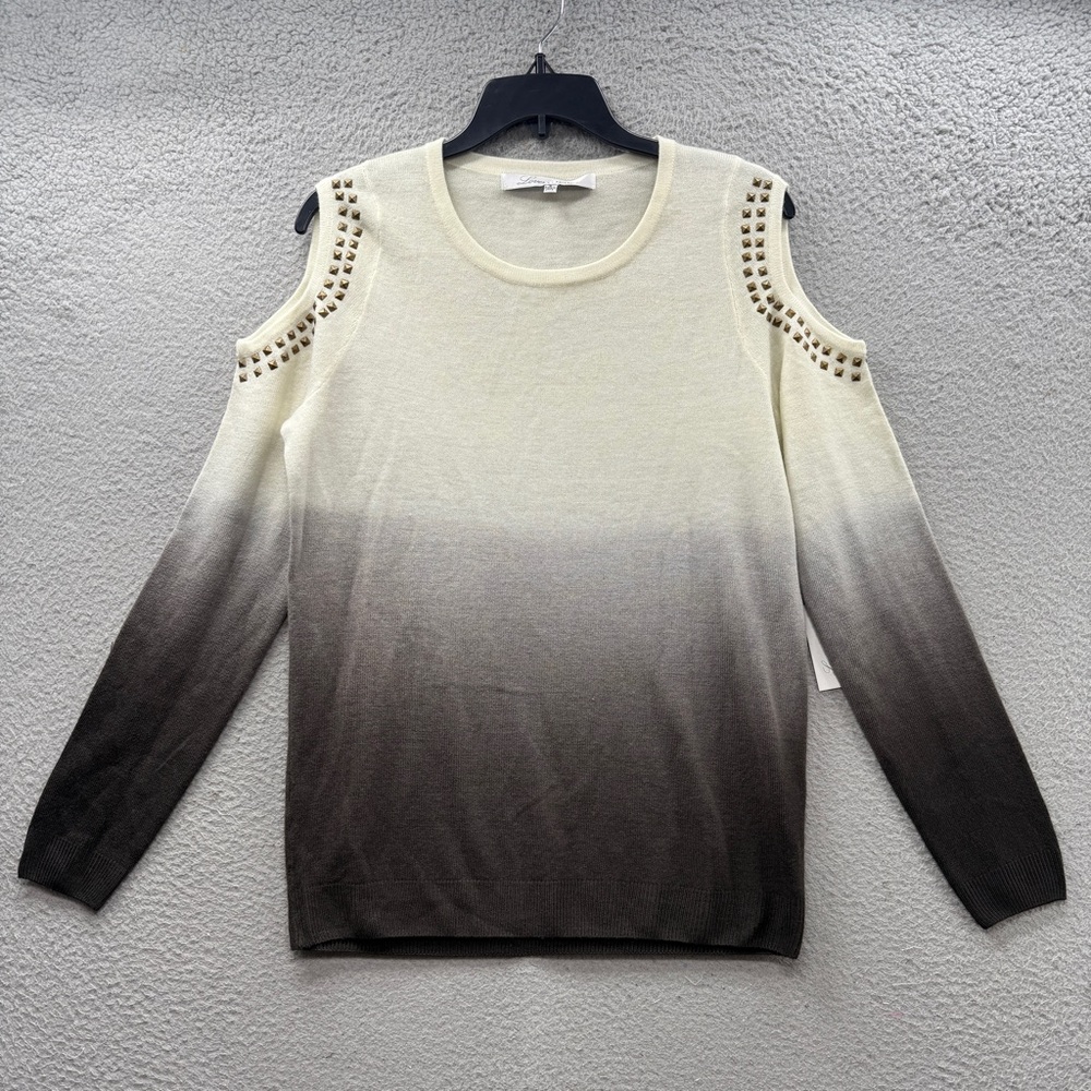 Lovers + Friends Sweater Gray Brown Ombre Cold Shoulder Studded Women’s Small